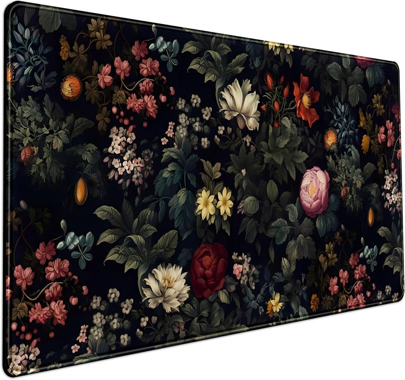 Mechanical Cattle Black Vintage Desk Pad - Large Mouse Pad & Laptop Keyboard Mat - Non-Slip Base - 31.5 x 15.8 in - Gaming & Office Desk Decor - Image 1