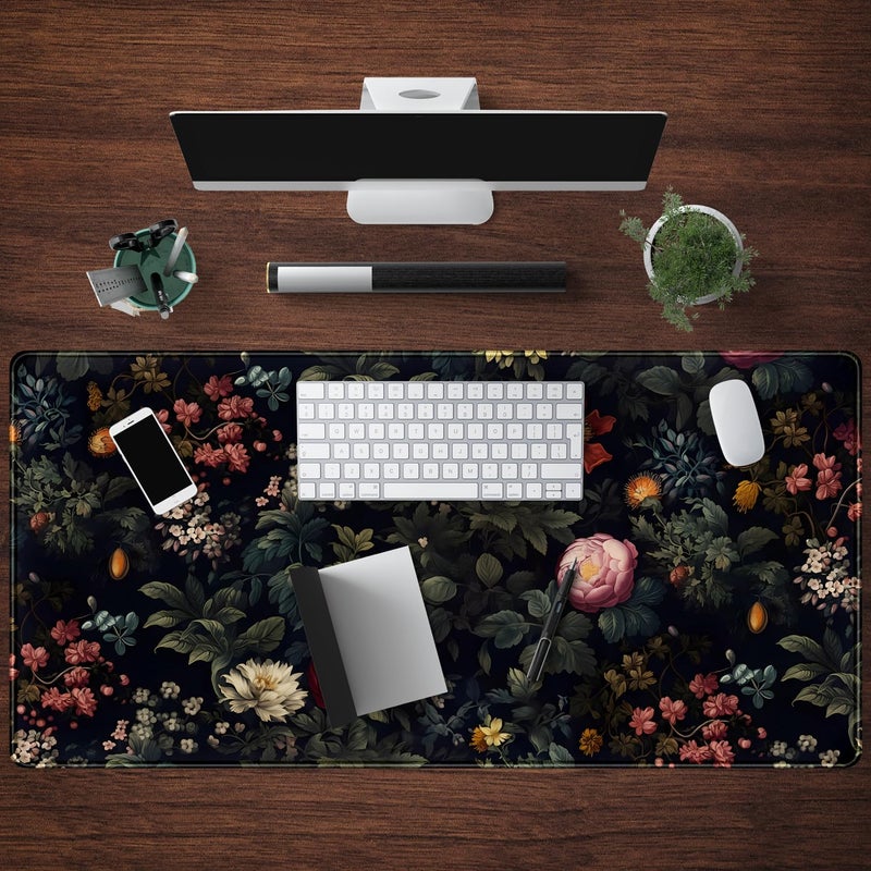 Mechanical Cattle Black Vintage Desk Pad - Large Mouse Pad & Laptop Keyboard Mat - Non-Slip Base - 31.5 x 15.8 in - Gaming & Office Desk Decor - Image 4