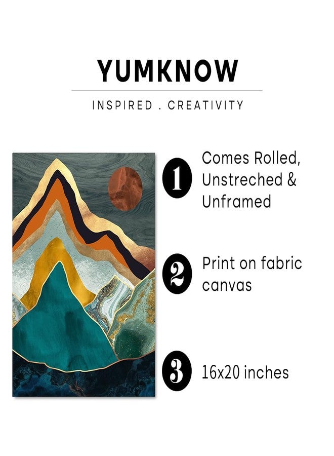 YUMKNOW Abstract Nature Wall Art - Boho Wall Art for Bedroom Wall Decor for Living Room Pictures for Wall Prints, Unframed 16x20 inch, Mountain Decor, Sunset Moon Poster,Modern Tree - Image 2