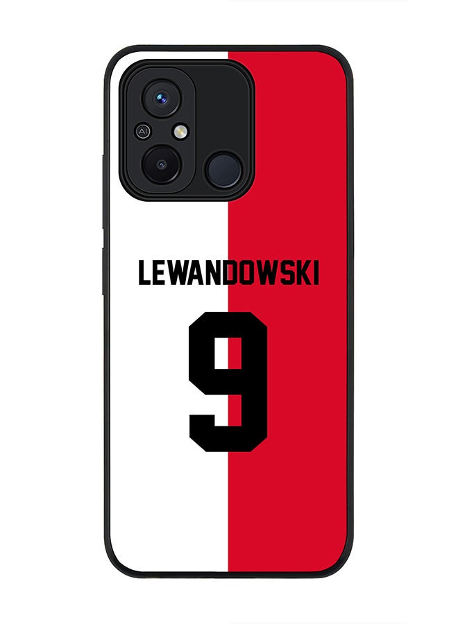 Stylizedd Rugged Black edge case for Xiaomi Redmi 12C 4G, Slim fit Soft Case Flexible Rubber Edges Anti Drop TPU Gel Thin Cover -  Football Team - Poland, Player Name - Lewandowski - Image 1
