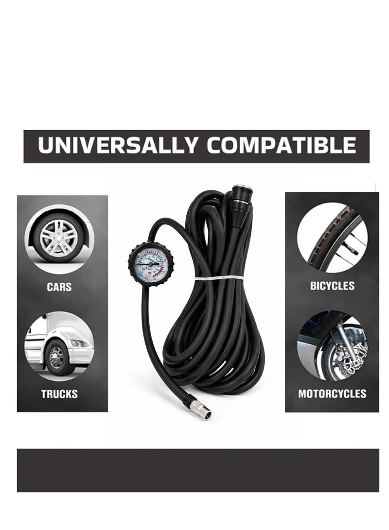 7M Heavy-Duty Tire Pressure Gauge with Hose - Durable Analog Pressure Gauge, Quick Connect Valve, Multi-Unit Display (PSI/BAR/KPA) for Cars, Motorcycles, Bicycles - Easy Tire Inflation & Maintenance Tool - Image 5