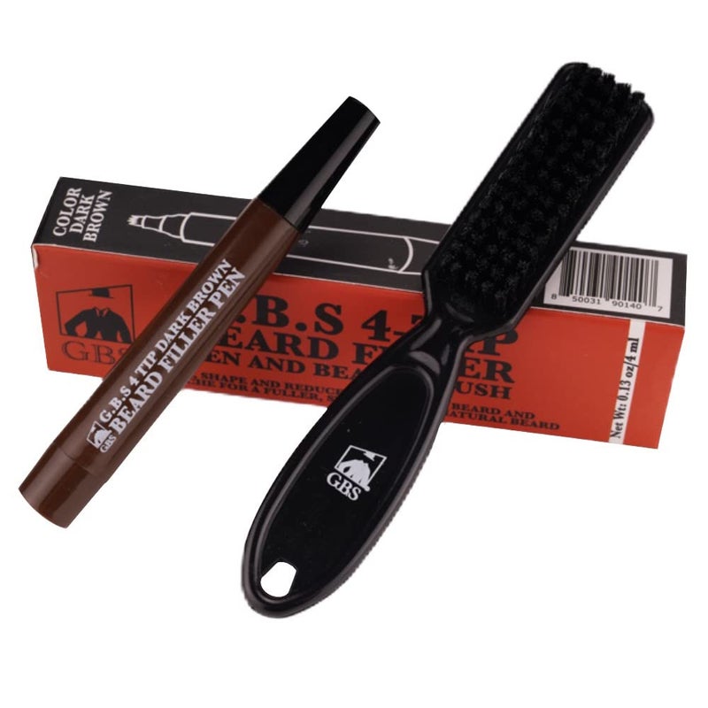 Beard Filler Pencil for Men Waterproof Beard Pen and Beard Brush Long Lasting Natural Look Mustache Repair Shape Define and Style Facial Hair Brown