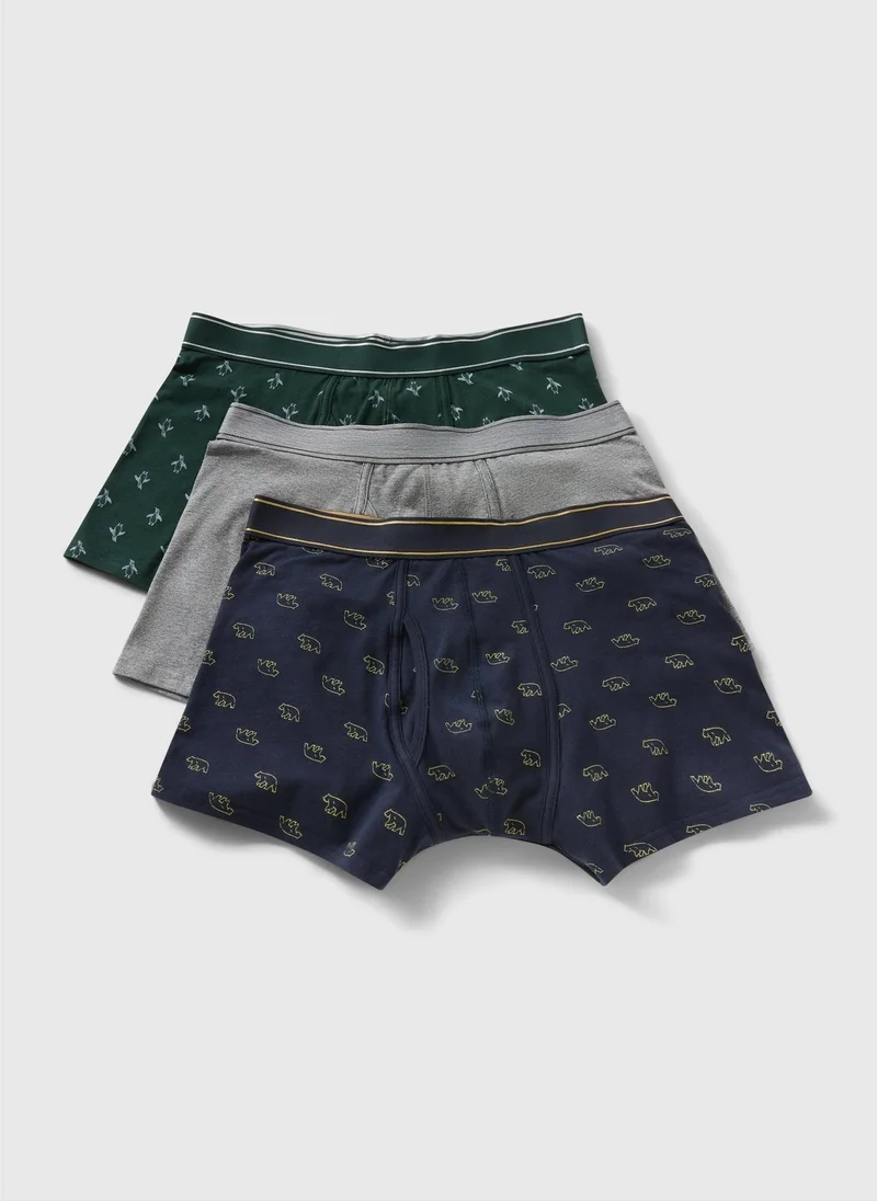 Matalan 3 Pack Green Penguin Boxers