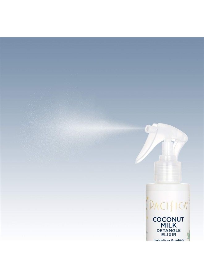 Pacifica جمال، إكسير فك التشابك بحليب جوز الهند، رذاذ فك التشابك، بلسم يُترك في الشعر، ترطيب، جوز الهند، فيتامين ب، مغذي، خالي من السيليكون + الكبريتات، نباتي + خالي من القسوة