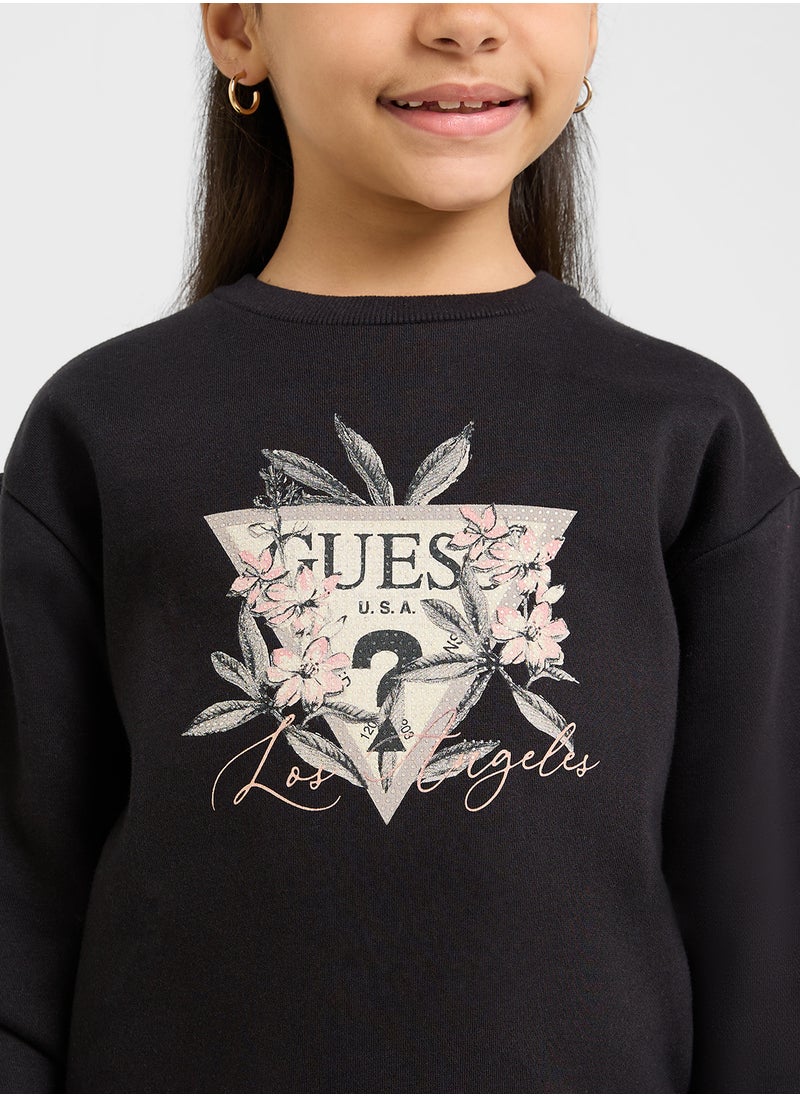 GUESS Kids Logo Active Long Sleeve Dress  - Image 3