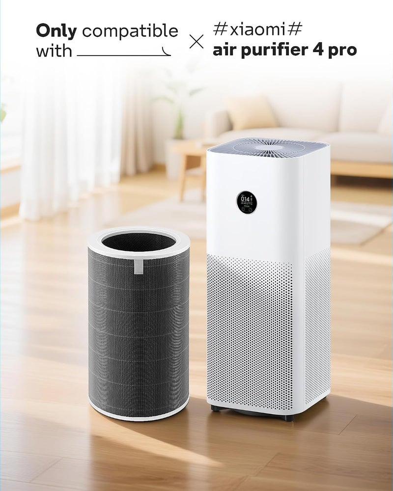 Leemone Replacement Filter Compatible with xiaomi smart air purifier 4 pro, with H13 True HEPA and Activated Carbon, 3-Stage Filtration Capture 99.97% of Airborne Particles, 1 Pack, Grey - Image 2