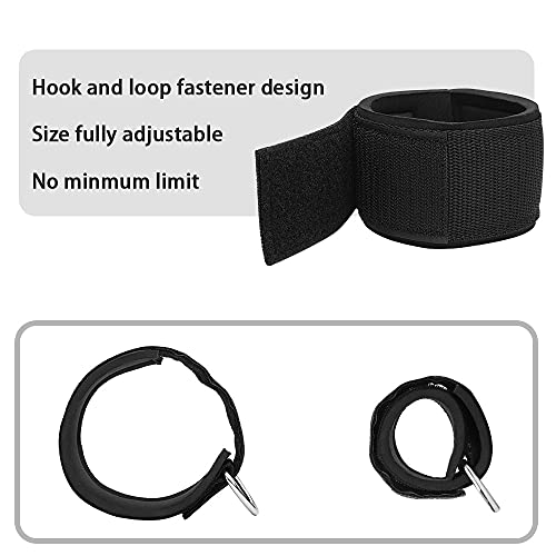 Vishusju Ankle Straps Wrist Cuffs 5.5mm Neoprene Padded Large D-Ring for Cable Machines Fitness Legs Exercise Attachment Adjustable (Black) - Image 5