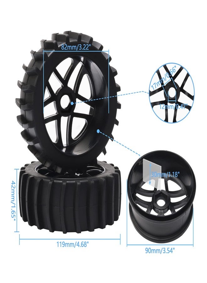 JIUWU 4pcs Beach Desert Snow Tires and Wheels Hex 17mm 1:8 RC Off Road Buggy Baja - Image 2