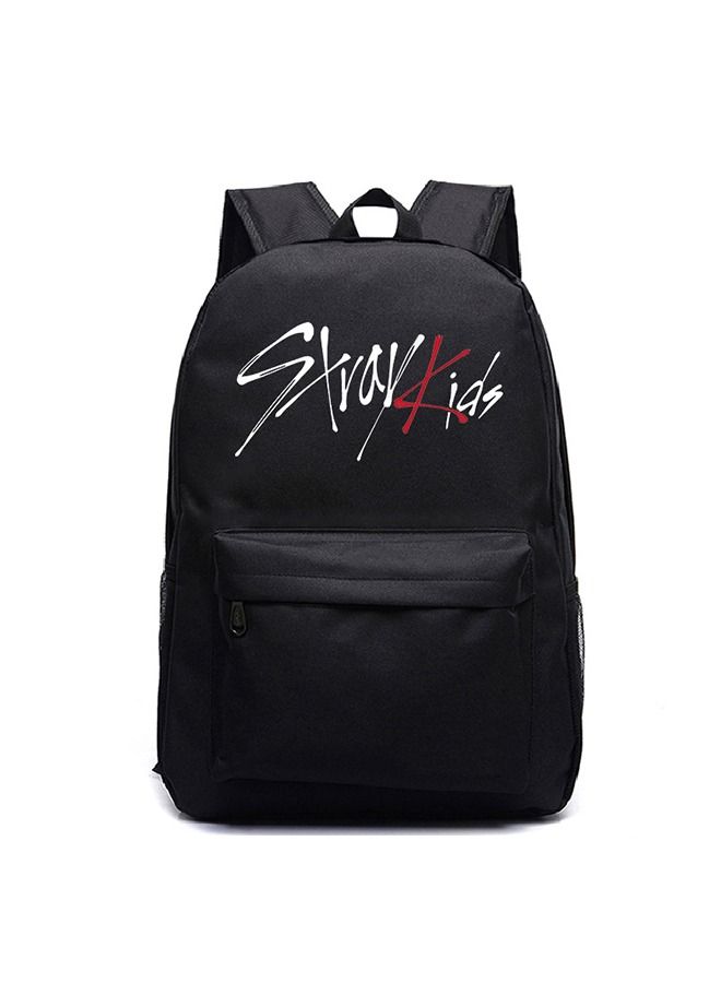 حقيبة ظهر مدرسية مطبوعة من Stray Kids ذات سعة كبيرة باللون الأسود - Image 1