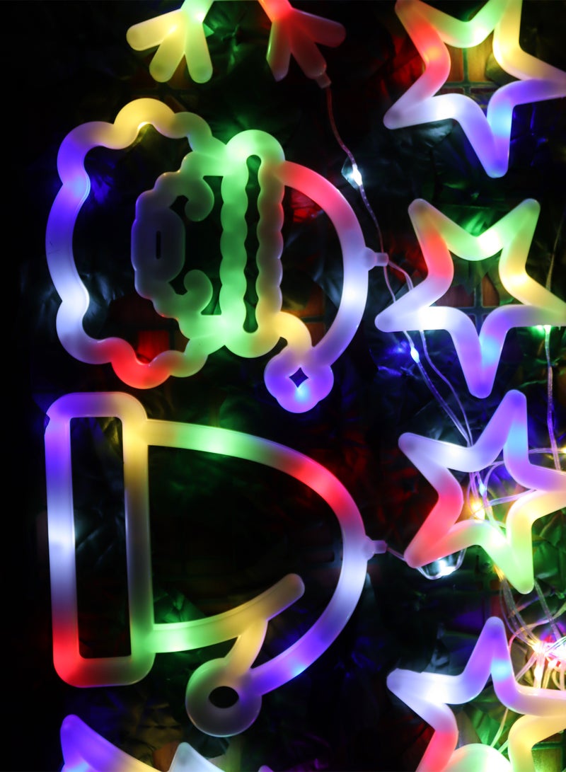 Toshionics 4 Meters LED Christmas String Lights with Decorative Hanging Ornaments – RGB Festive Fairy Lights with 8 Modes, Plug Operated Wall Hanging for Indoor Christmas Decoration | Santa Claus, Snowflake, Star, Snowman, Reindeer Motifs - Image 5