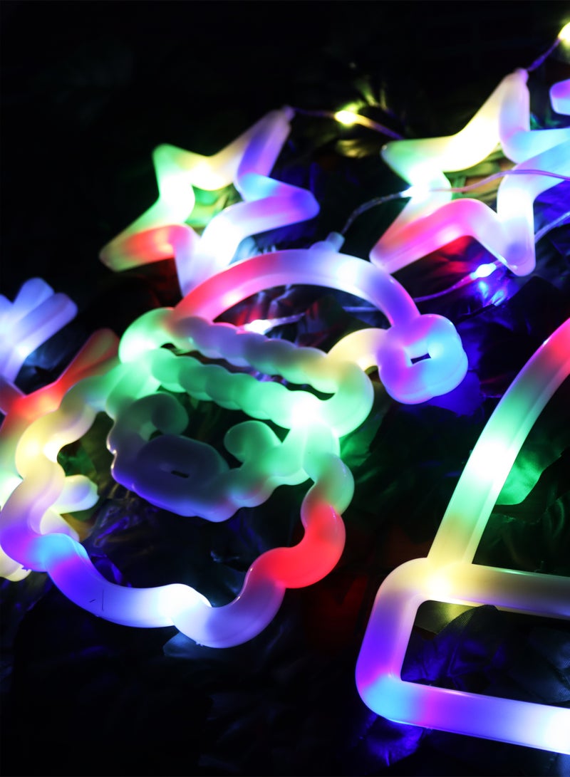 Toshionics 4 Meters LED Christmas String Lights with Decorative Hanging Ornaments – RGB Festive Fairy Lights with 8 Modes, Plug Operated Wall Hanging for Indoor Christmas Decoration | Santa Claus, Snowflake, Star, Snowman, Reindeer Motifs - Image 2