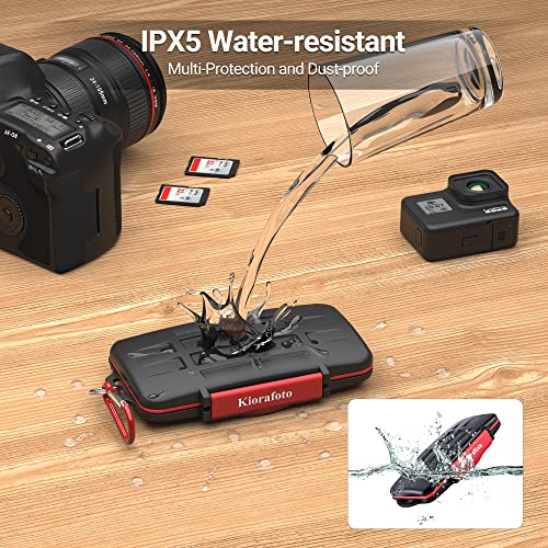 Kiorafoto 12 Slots SD SDHC SDXC Card Holder Case Professional Water-Resistant Anti-Shock Memory Card Storage Protector Wallet with Carabiner - Image 2