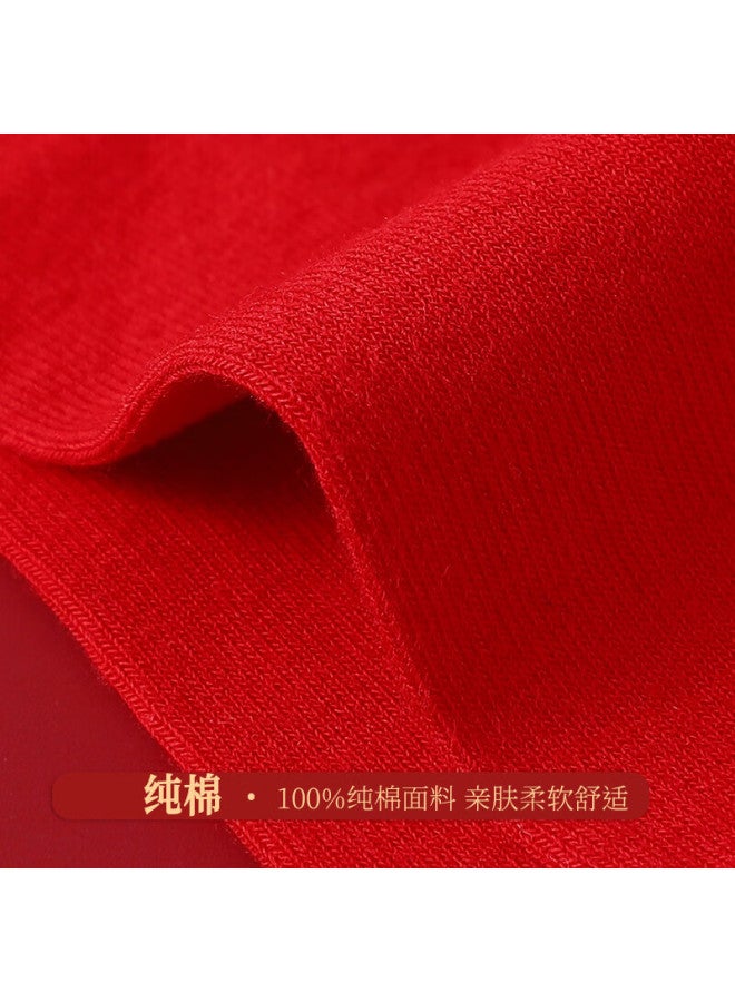 LANG SHA Langsha Women's Socks, Zodiac Year Embroidery, Spring And Summer Pure Cotton, Snake Year Couple Lucky Fuqi Red Wedding Festive Mid-calf Socks - Image 3