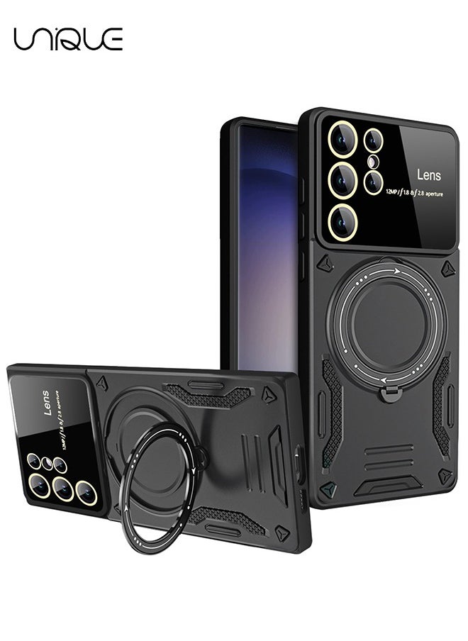 Unique For Samsung S24 Ultra Phone Case - Compatible MagSafe Phone Case - Magnetic Car Phone Case - Drop Resistant TPU Abrasion Resistant PC Case - Black  - Image 1