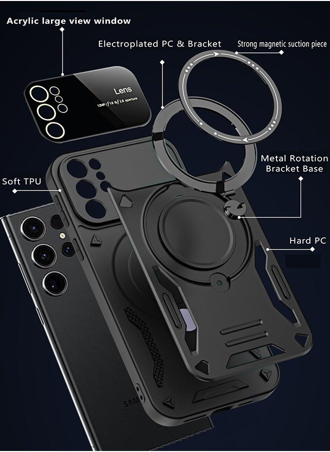 Unique For Samsung S24 Ultra Phone Case - Compatible MagSafe Phone Case - Magnetic Car Phone Case - Drop Resistant TPU Abrasion Resistant PC Case - Black  - Image 2
