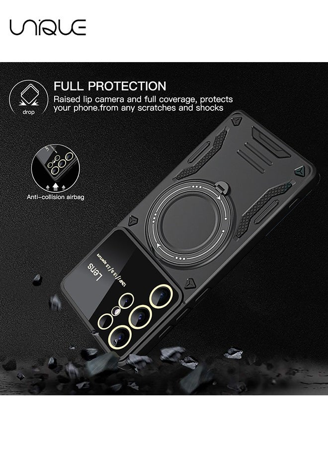 Unique For Samsung S24 Ultra Phone Case - Compatible MagSafe Phone Case - Magnetic Car Phone Case - Drop Resistant TPU Abrasion Resistant PC Case - Black  - Image 3