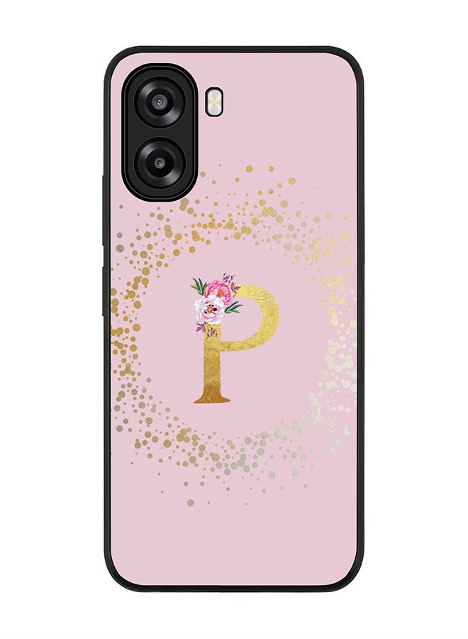 Stylizedd For Oppo A6x 5G / A6x 4G Case,Slim fit Camera Protection, Shockproof Thin Phone cover  - Custom Monogram Floral - P  (Pink ) - Image 1