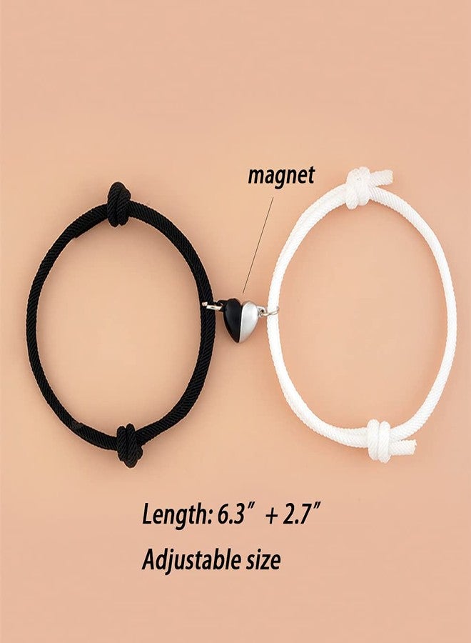 nylry 2 Pcs Pinky Promise Bracelet Set Best Friend Yin Yang Stainless Steel Bracelets Matching Feng Shui Handmade Adjustable Cord Couple Bracelet Boyfriend Girlfriend Jewelry Gift, Metal, Charm - Image 3