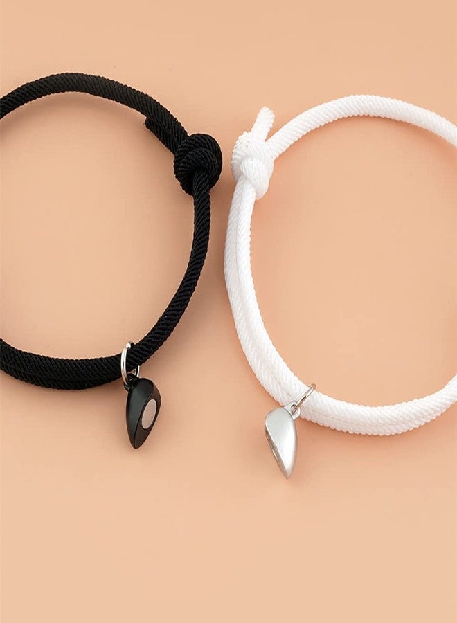 nylry 2 Pcs Pinky Promise Bracelet Set Best Friend Yin Yang Stainless Steel Bracelets Matching Feng Shui Handmade Adjustable Cord Couple Bracelet Boyfriend Girlfriend Jewelry Gift, Metal, Charm - Image 4