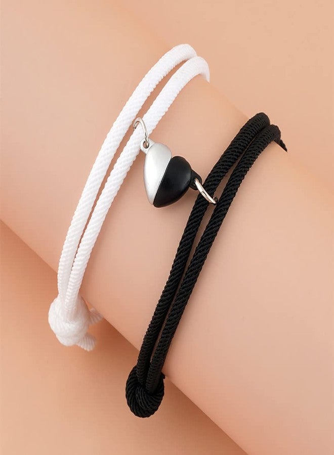 nylry 2 Pcs Pinky Promise Bracelet Set Best Friend Yin Yang Stainless Steel Bracelets Matching Feng Shui Handmade Adjustable Cord Couple Bracelet Boyfriend Girlfriend Jewelry Gift, Metal, Charm - Image 2