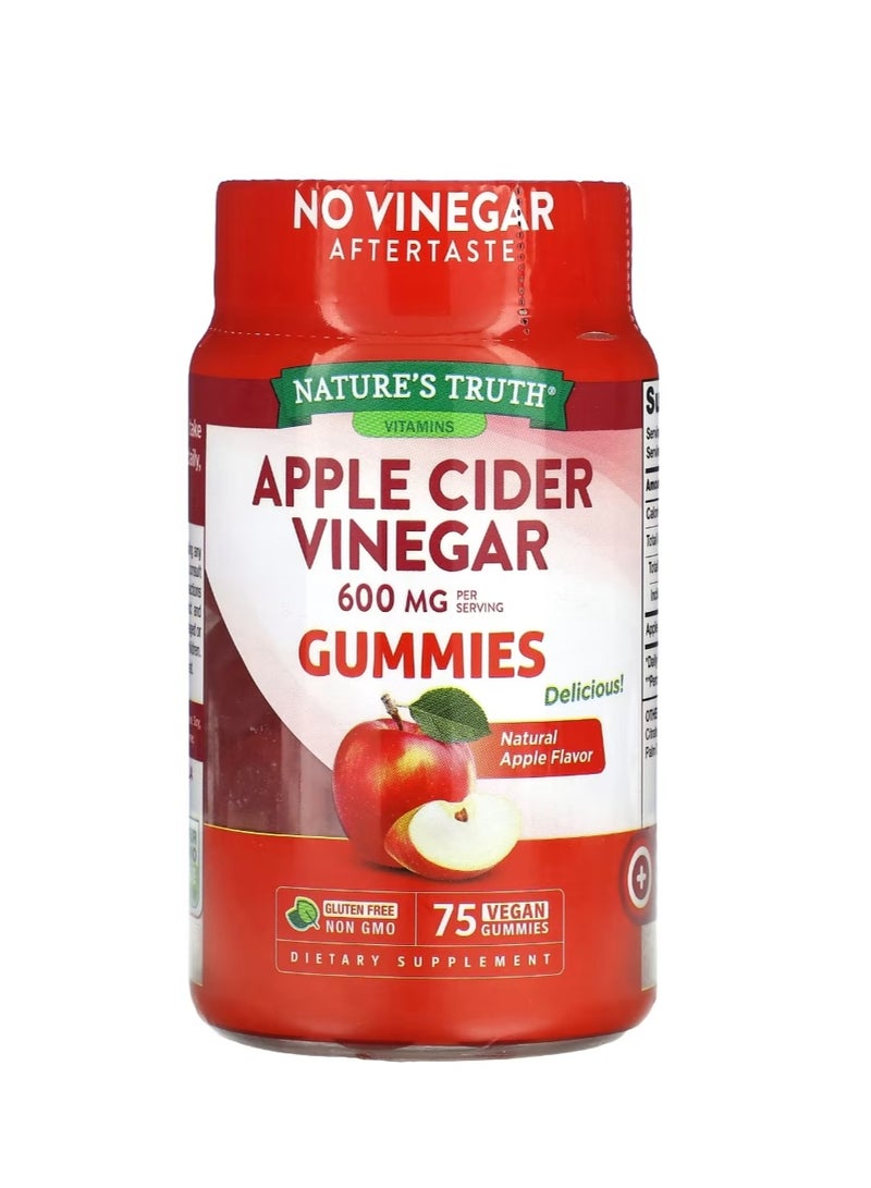 نايتشورز تروث خل التفاح الطبيعي والتفاح 600 مجم 75 علكة نباتية (200 مجم لكل علكة) - Image 1