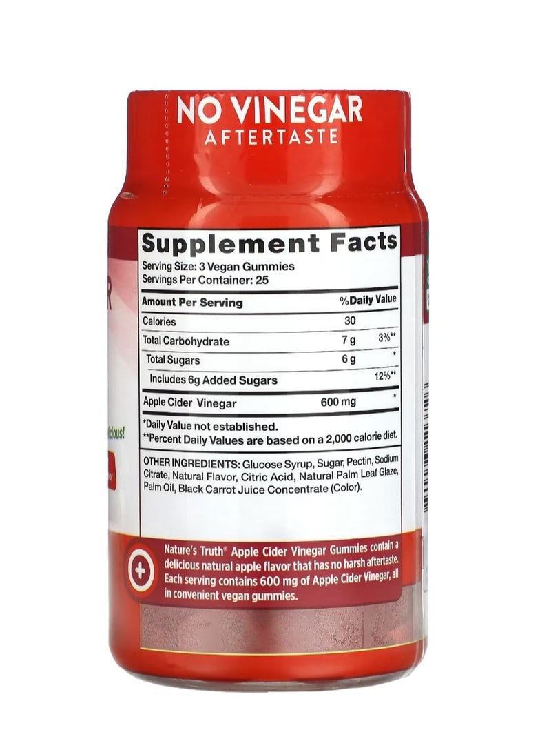 نايتشورز تروث خل التفاح الطبيعي والتفاح 600 مجم 75 علكة نباتية (200 مجم لكل علكة) - Image 2