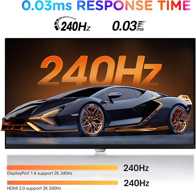 KOORUI 27 Inch QHD QD-OLED Gaming Monitor 240Hz 0.03ms USB-C Hub - Image 3