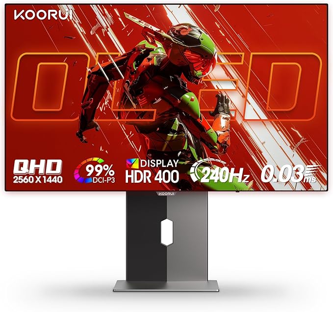 KOORUI 27 Inch QHD QD-OLED Gaming Monitor 240Hz 0.03ms USB-C Hub - Image 1