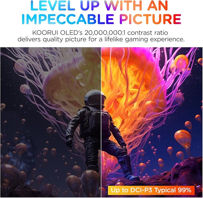 KOORUI 27 Inch QHD QD-OLED Gaming Monitor 240Hz 0.03ms USB-C Hub - Image 4