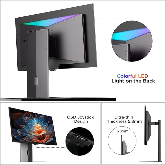 KOORUI 27 Inch QHD QD-OLED Gaming Monitor 240Hz 0.03ms USB-C Hub - Image 5