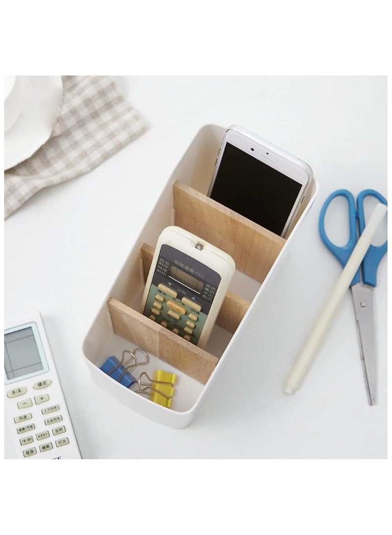 Generic Wood Desktop Storage Organizer Remote Control Holder Multi-Compartment Pen Stationery Makeup Container for Home Kitchen Office  - Image 5