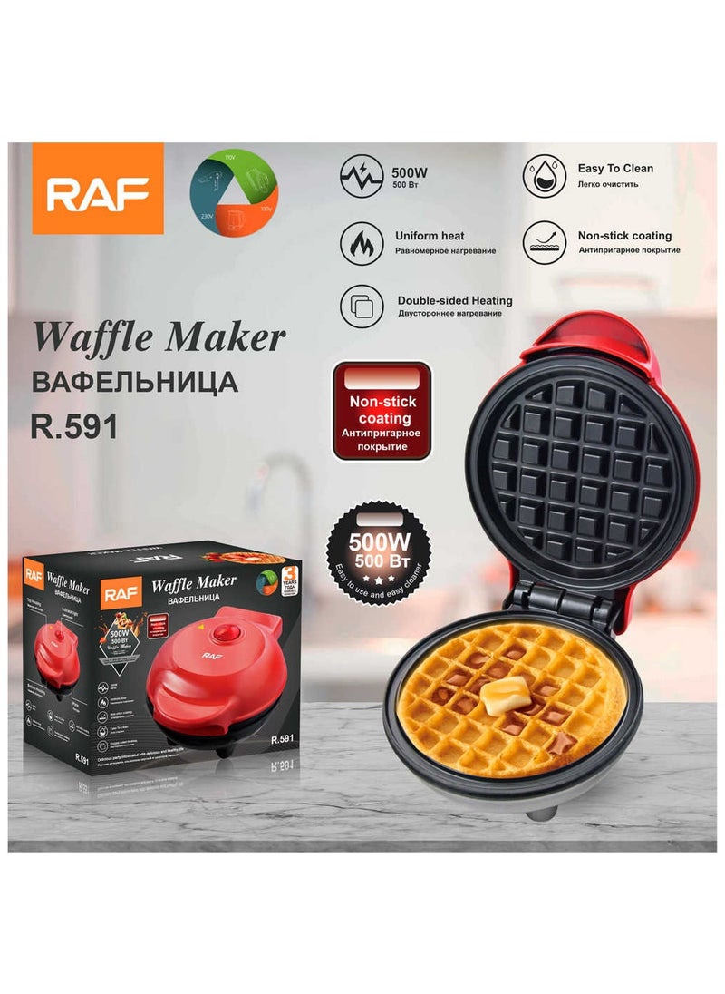 RAF RAF Mini Waffle Maker for Kids, Mini Waffle Maker with Non-Stick Design for Snacks and Sandwiches, Double-Sided Mini Home Breakfast Maker, Multifunctional Breakfast Machine with Non-Stick Plates, Compact and Easy to Clean  - Image 2