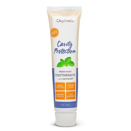 Oxyfresh Premium Cavity Protection Fresh Mint Fluoride Toothpaste Low Abrasion Anticavity Toothpaste for Sensitive Teeth Remineralizing Enamel Repair to Prevent Tartar Cavities 5oz - Image 1
