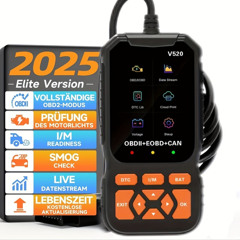 Black Advanced OBD2 Scanner Engine Code Reader Diagnostic Tool for All OBDII Vehicles - Image 1