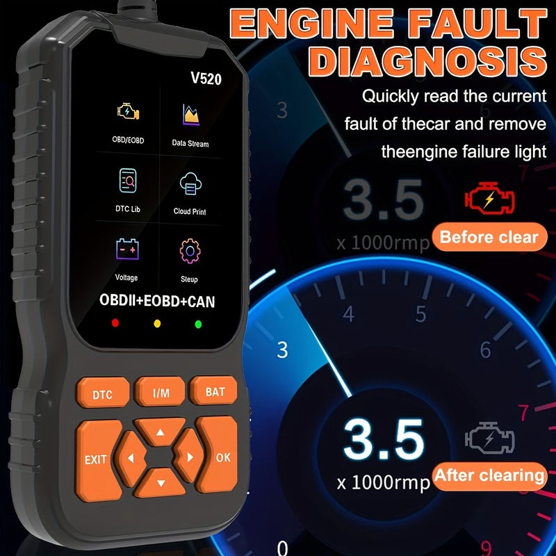 Black Advanced OBD2 Scanner Engine Code Reader Diagnostic Tool for All OBDII Vehicles - Image 2