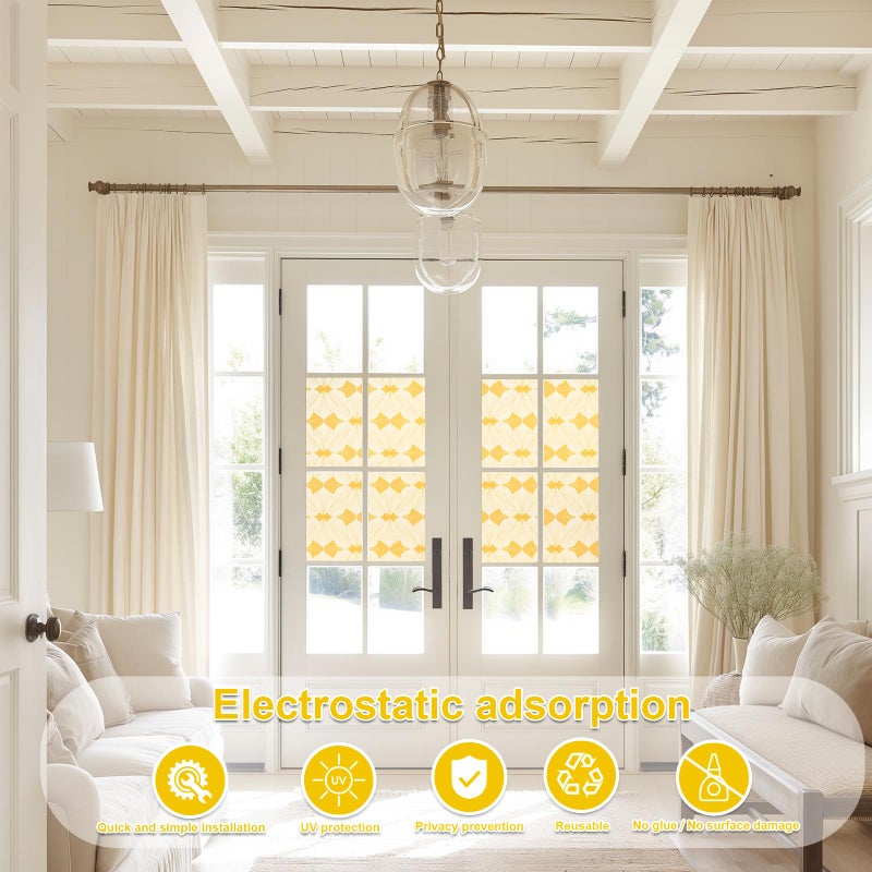 SOMWISE Frosted Glass Window Film, Heat Insulation, UV Block, Anti-Glare, One Way Privacy Tint, Static Cling for Home Bathroom Door, Renter Friendly, Day & Night Privacy - Image 2