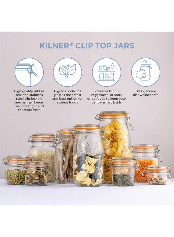 Kilner Premium Borosilicate Glass Food Storage Container Jar for Thinkitchen with Clip Top Airtight Lid, 500Ml, 3 Pc Set Round, Brown - Image 3