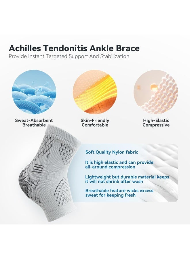 Bincoo 3 Piece Ankle Protector Adjustable Compression Ankle Support Brace Relief for Plantar Fasciitis, Achilles Tendinitis, Bone Spur, Cracked Heels, Adjustable & Breathable, For Running Sports Football and Basketball L - Image 5