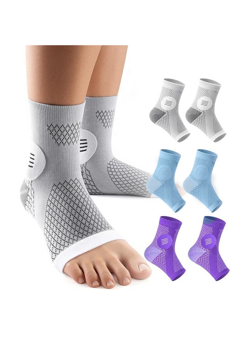 Bincoo 3 Piece Ankle Protector Adjustable Compression Ankle Support Brace Relief for Plantar Fasciitis, Achilles Tendinitis, Bone Spur, Cracked Heels, Adjustable & Breathable, For Running Sports Football and Basketball L - Image 1