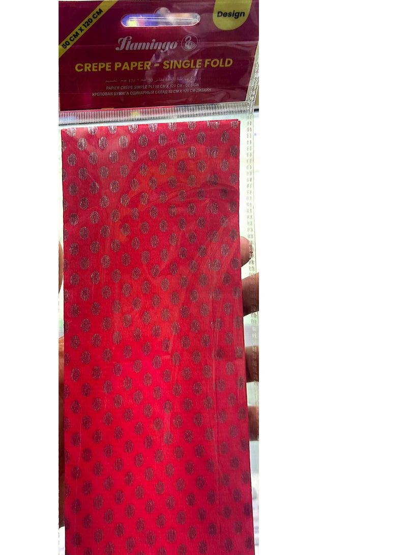 Flamingo Crepe Design Paper Single Fold 50X120cm Red Colour