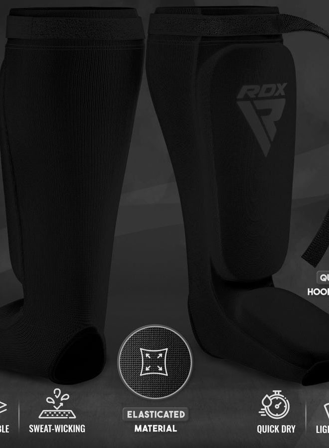 Rdx Shin Guards Kickboxing Muay Thai, SATRA Approved, MMA Leg Instep Protection Pads, Sparring Training Martial Arts Boxing, Elasticated Padded Protector, Karate BJJ Taekwondo Gear, Men Women - Image 3