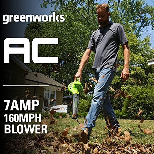 Greenworks 7 Amp 160 MPH/150 CFM Single Speed Electric Blower, 24012, green - Image 3