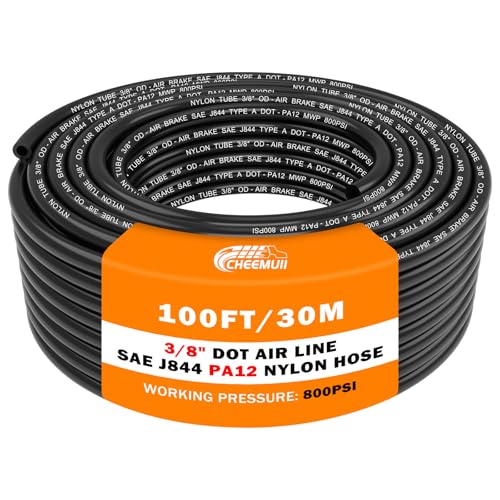 CheeMuii 100 FT 38 Pneumatic Tubing 38 PA12 Nylon DOT Air Line SAE J844 DOT Air Hose 305 Meter 38 Inch OD Pneumatic Air Tubing Pipe Hose Line - Image 1