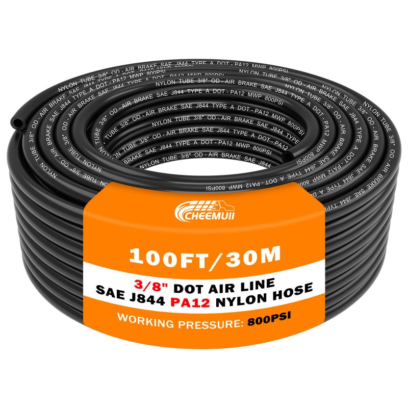 CheeMuii 100 FT 38 Pneumatic Tubing 38 PA12 Nylon DOT Air Line SAE J844 DOT Air Hose 305 Meter 38 Inch OD Pneumatic Air Tubing Pipe Hose Line - Image 2