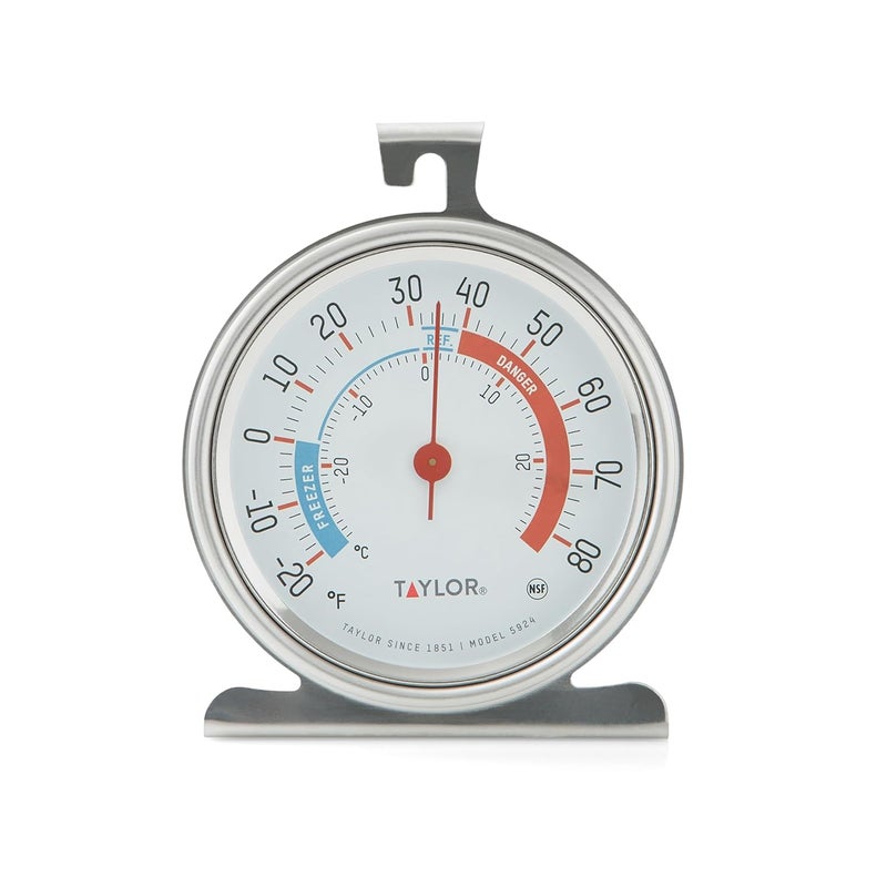 Taylor SHOWAY Precision Products Large Dial Kitchen Refrigerator and Freezer Thermometer, Silver 3 Inch Dial, 1 Pack 5924 - Image 1