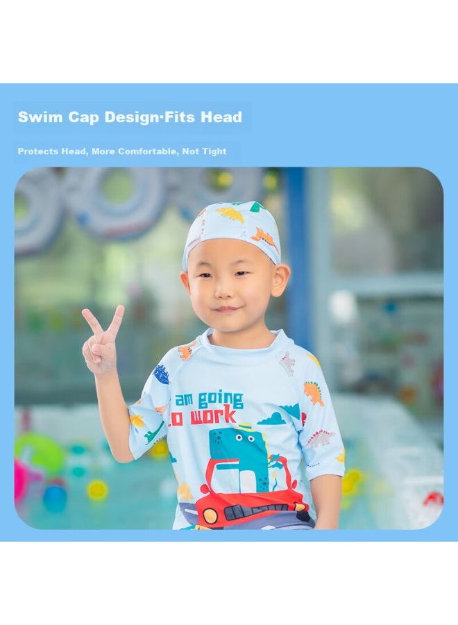 Yuke Children's Long-sleeve Two-piece Swimsuit For Boys, Shark Baby Boys' Swimwear, Vacation Shark Design, Size 100 - Image 3