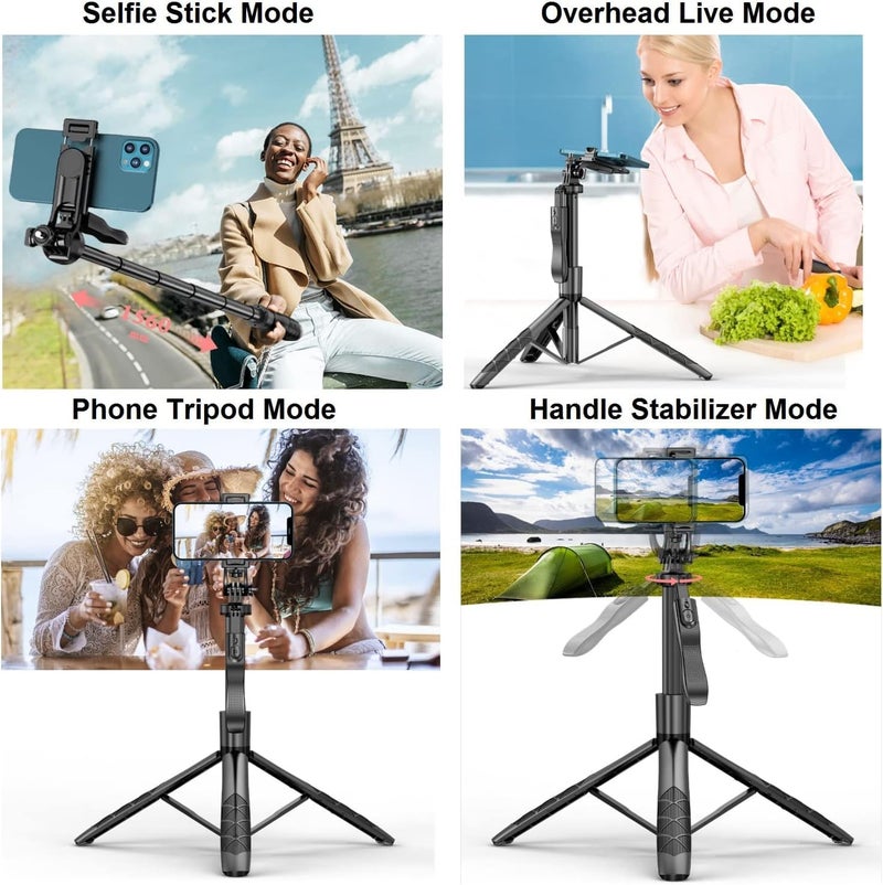 ADZOY Professional ADL-L16 Selfie Stick Phone Tripod with Remote | 60" Extendable Stand for iPhone Android Camera 360° Rotation Overhead Phone Holder Stabilizer for Video Recording Vlog Live Stream - Image 2