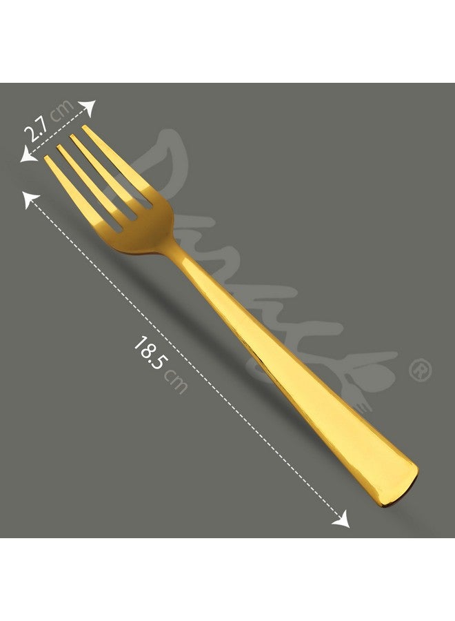 Parage 6 Pieces Stainless Steel Gold Forks Set, 18.5 cm Long, Premium for Home & Kitchen, Luxury Dining Tableware Gift for House Warming - Image 3