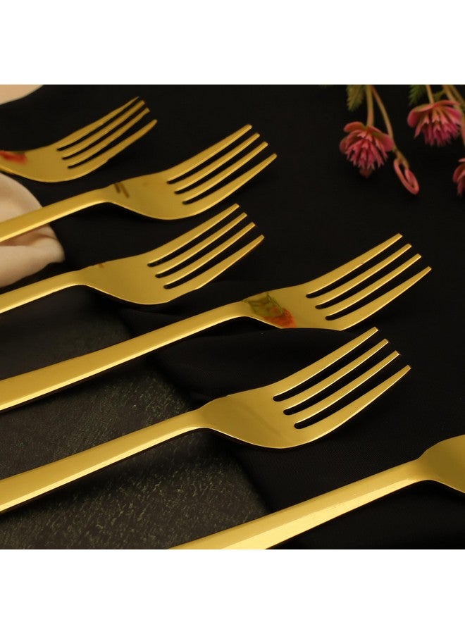 Parage 6 Pieces Stainless Steel Gold Forks Set, 18.5 cm Long, Premium for Home & Kitchen, Luxury Dining Tableware Gift for House Warming - Image 2