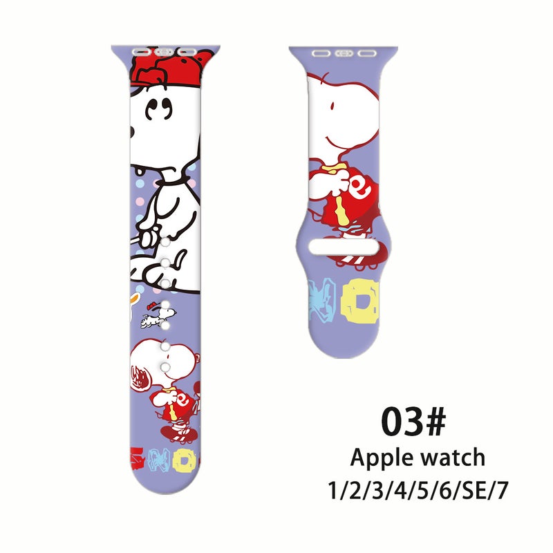 Snoopy Print Silicone Watch Band Wristband For Apple S8765432Se Generation Full Series Apple Watch - Image 1